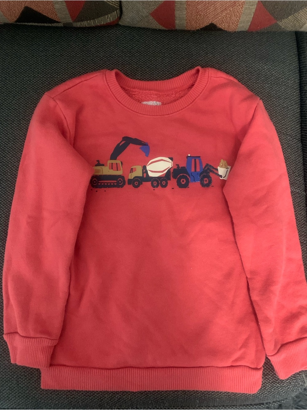 Garanimals Coral Crewneck Sweatshirt with Construction Vehicles